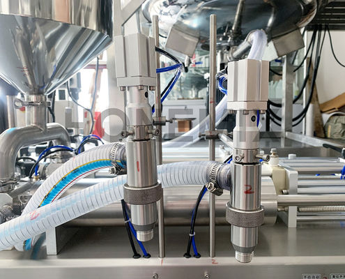 Horizontale sanitizer gel wasmiddel vulmachine Twee sproeiers Semi-Auto vulmachine