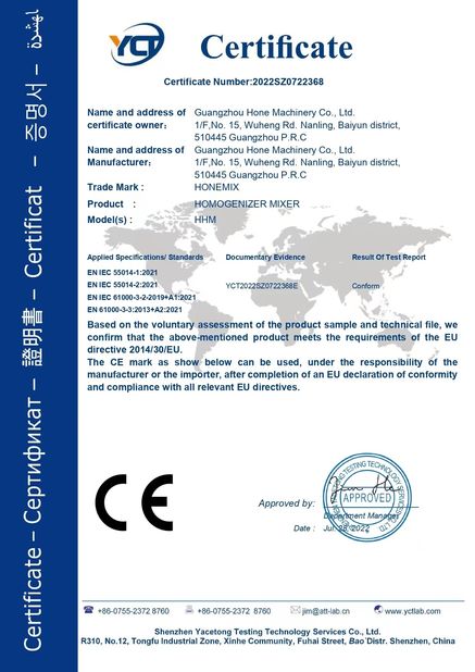 China Guangzhou Hone Machinery Co., Ltd. certificaten