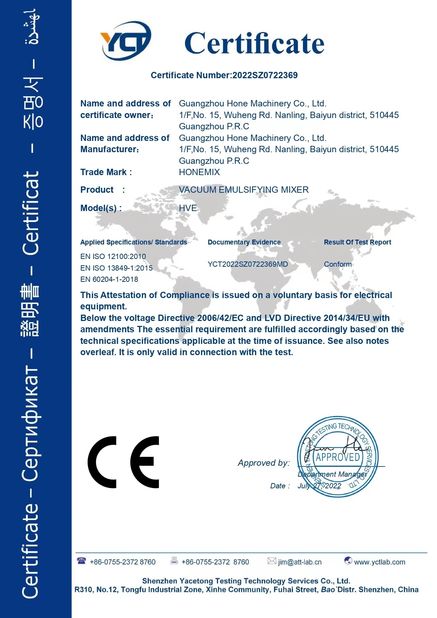 China Guangzhou Hone Machinery Co., Ltd. certificaten